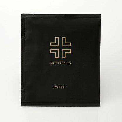 Black package with gold logo and text on a white background